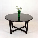 Table basse ronde en bois restaurée, Tchécoslovaquie, années 1970