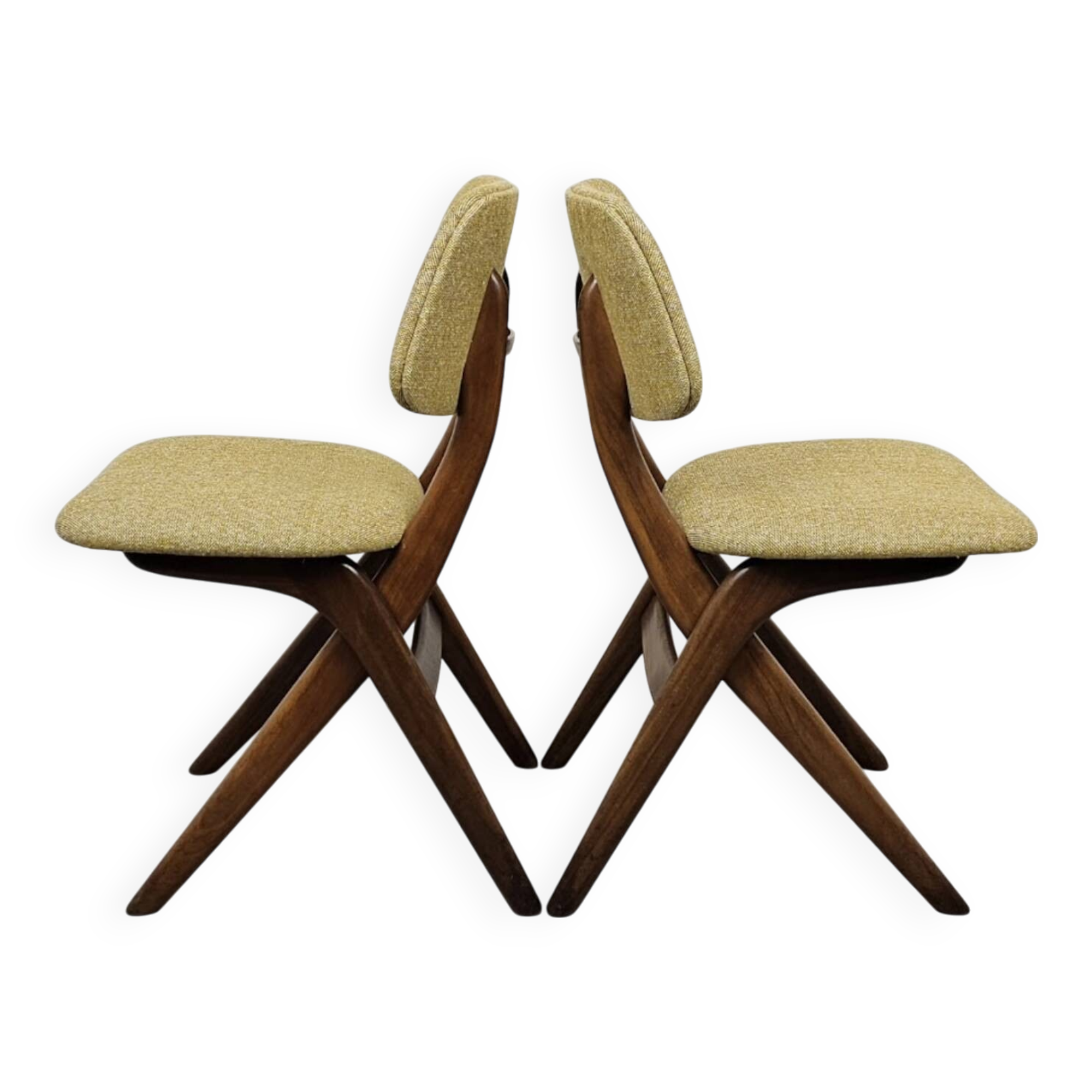 Suite de 6 chaises ciseaux vintage Louis van Teeffelen