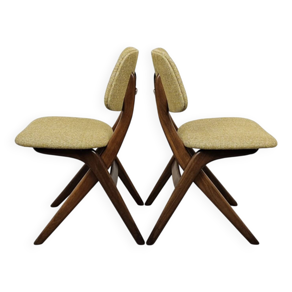 Suite de 6 chaises ciseaux vintage Louis van Teeffelen