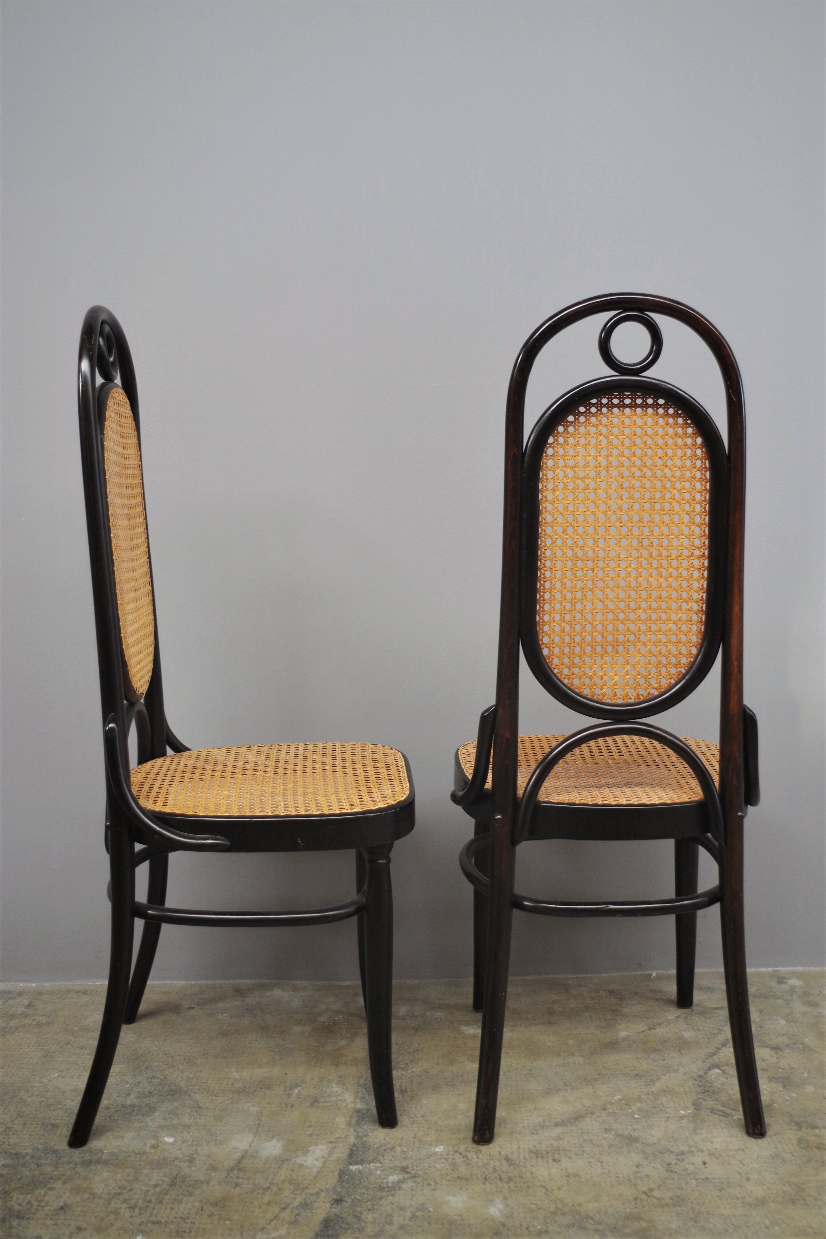Chairs in curved beech and vienna straw, 1980s, set of 4