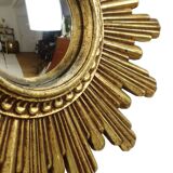 Vintage Sunburst Mirror Gold Convex 24cm
