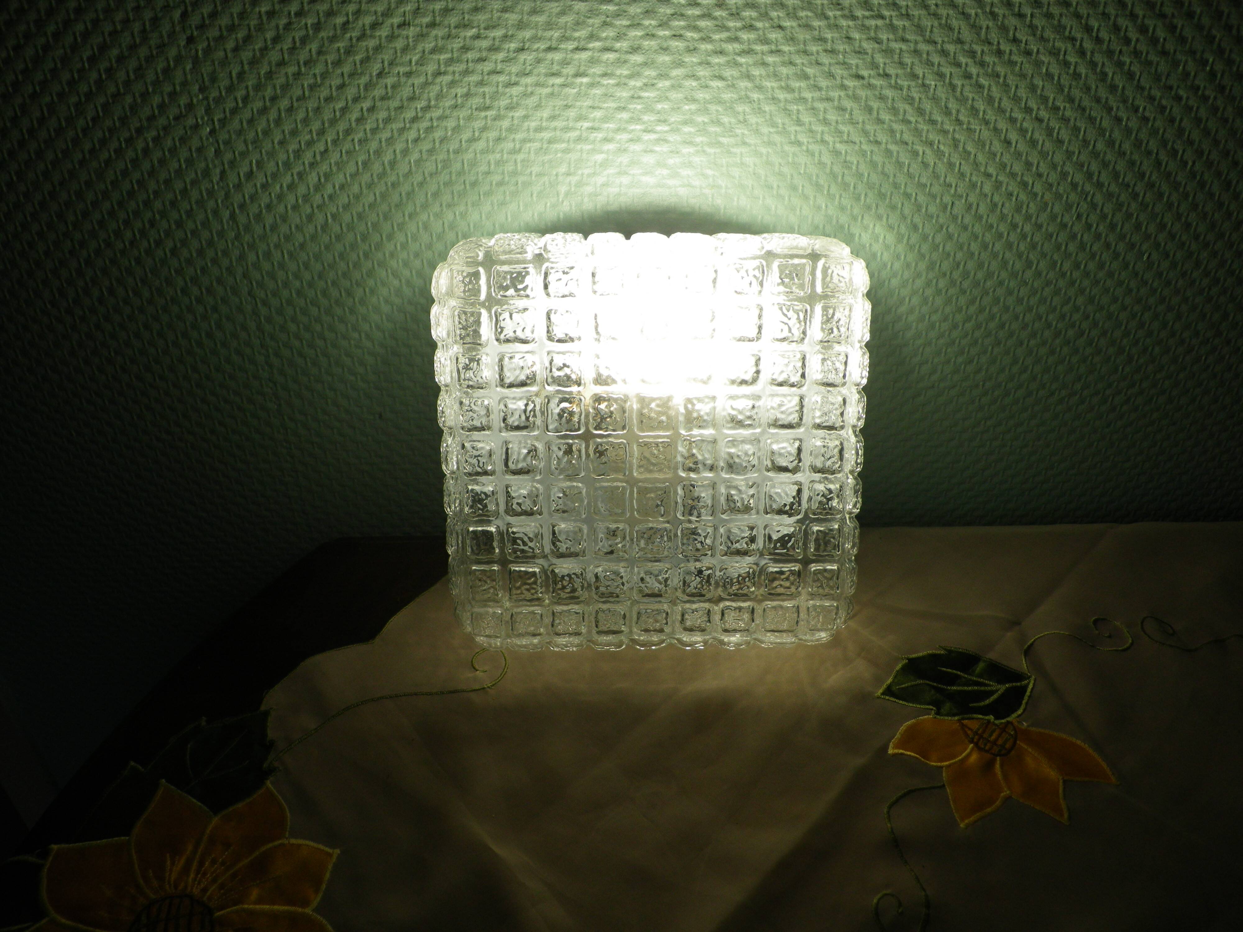 Pressed glass ceiling light, porcelain socket