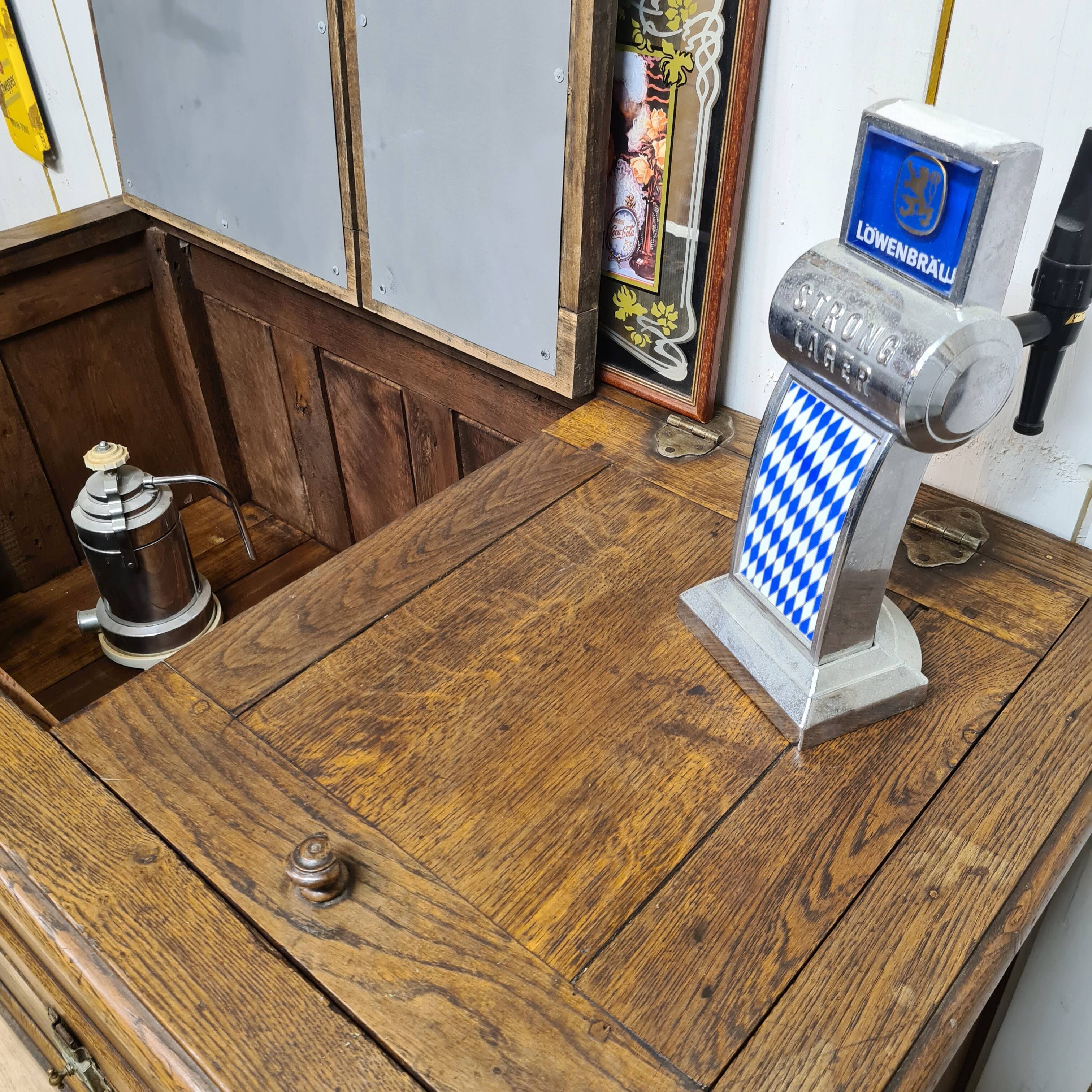 Old michaud brand cooler cabinet in solid oak