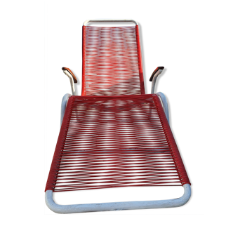 Chaise longue transat scoubidou 1960.