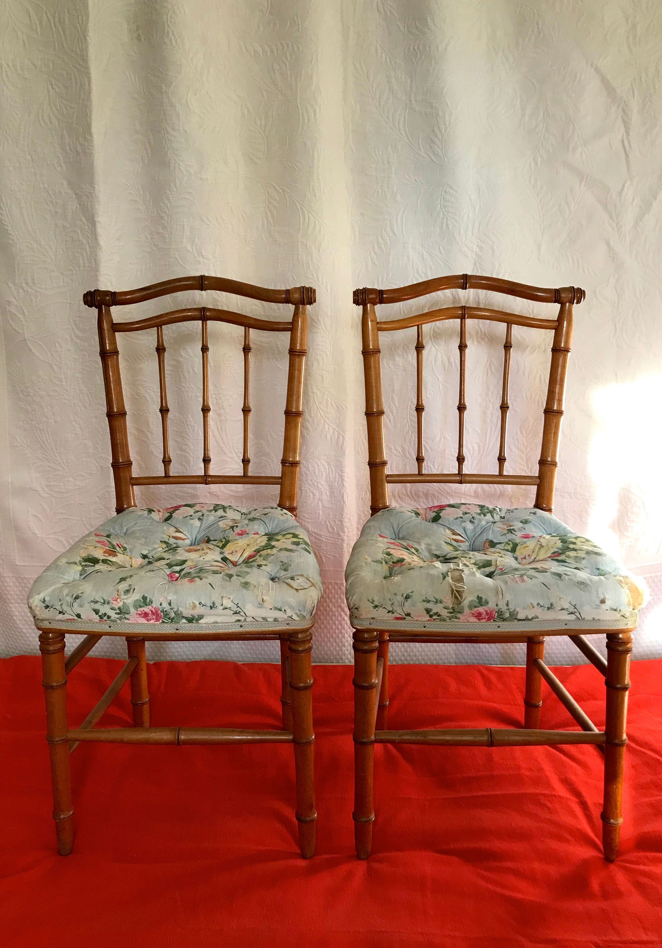 Pair of chairs bamboo collection Napoleon III