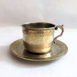 Silver metal cup and saucer