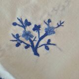 Nappe ronde et ses 8 serviettes brodées main début 20ème en percale de