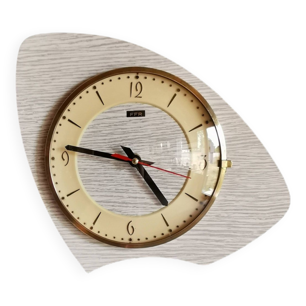 Horloge Murale Vintage FFR Rouge - À Affiche Analogique, Alimentation Pile, Années 70-90