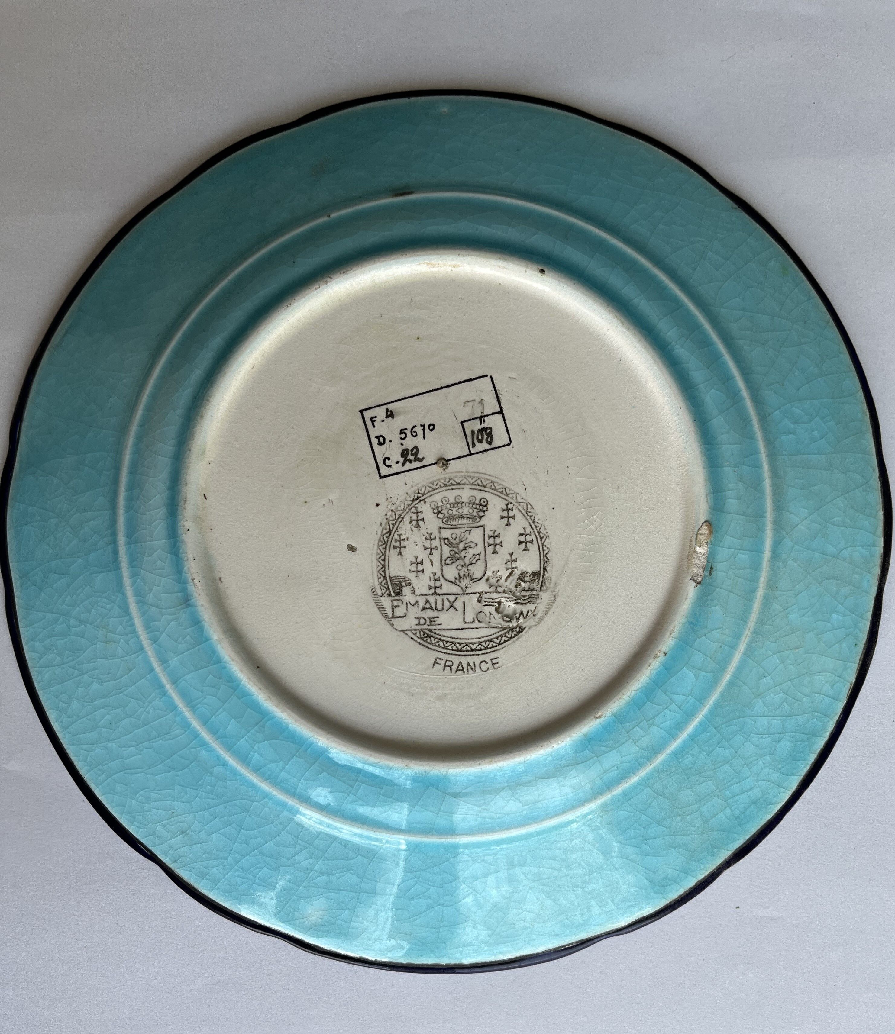 Plate in Longwy enamels