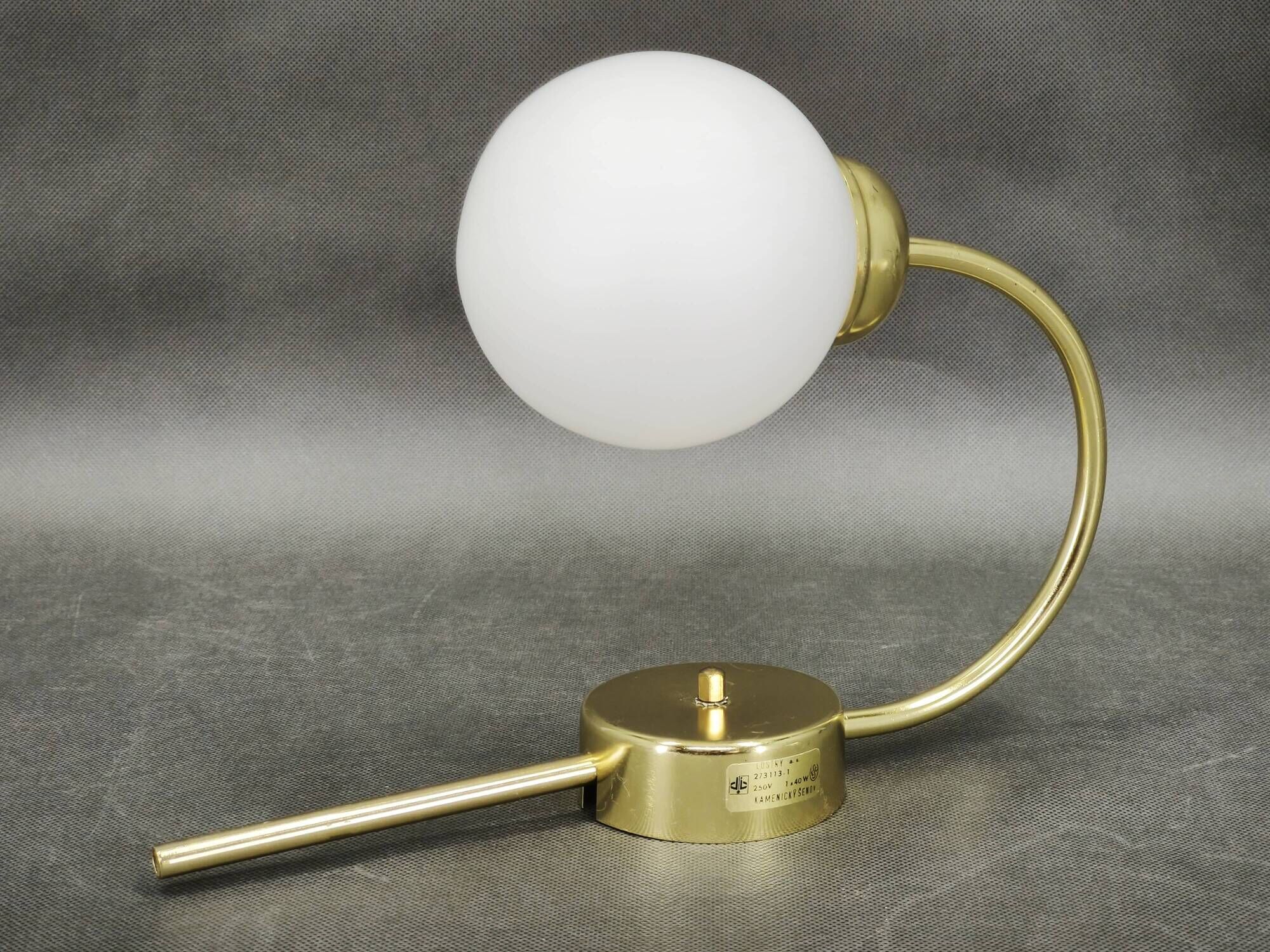 Set of Three Kamenický Šenov Brass and Opaline Glass Wall Lights