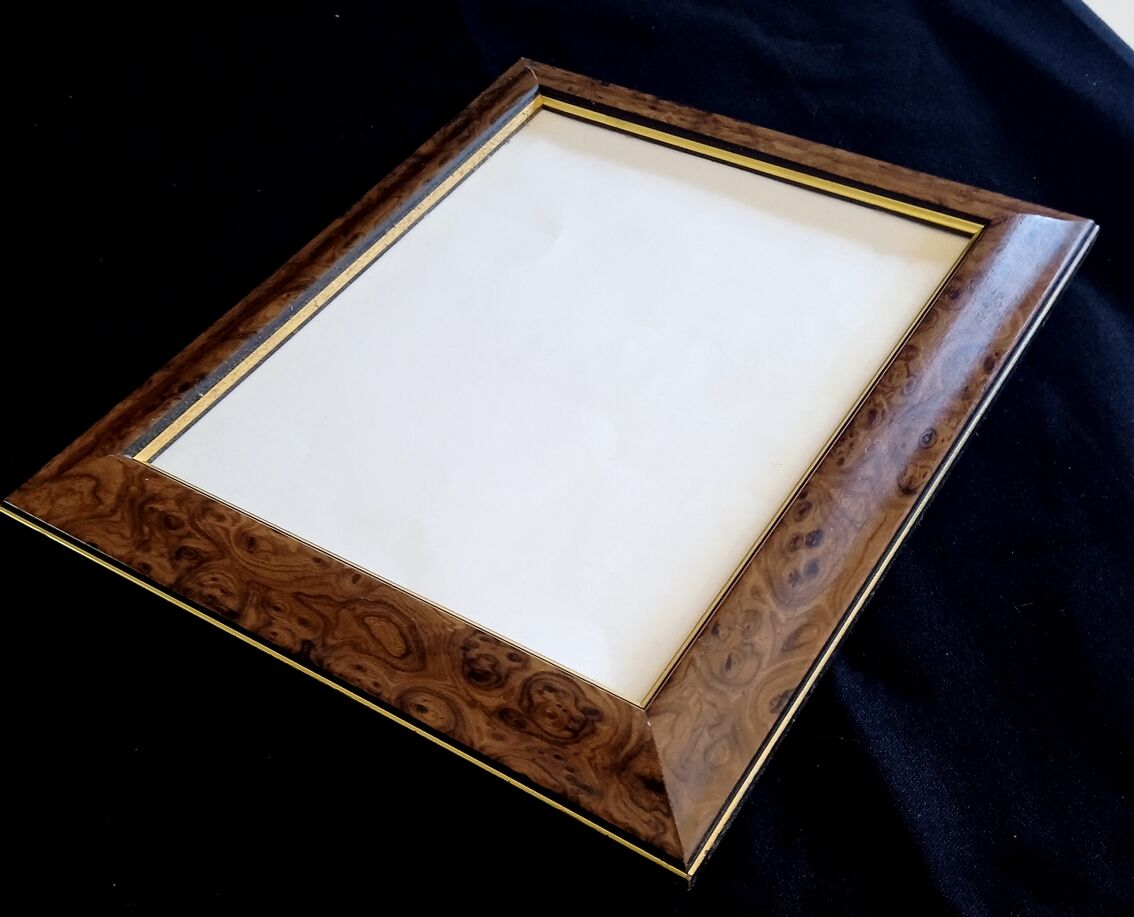 Elm burl and gold wall photo frame