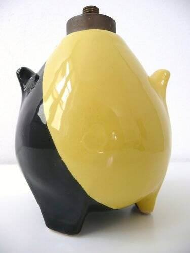 Two-colour yellow and black tripod lamp base from the 1950s.