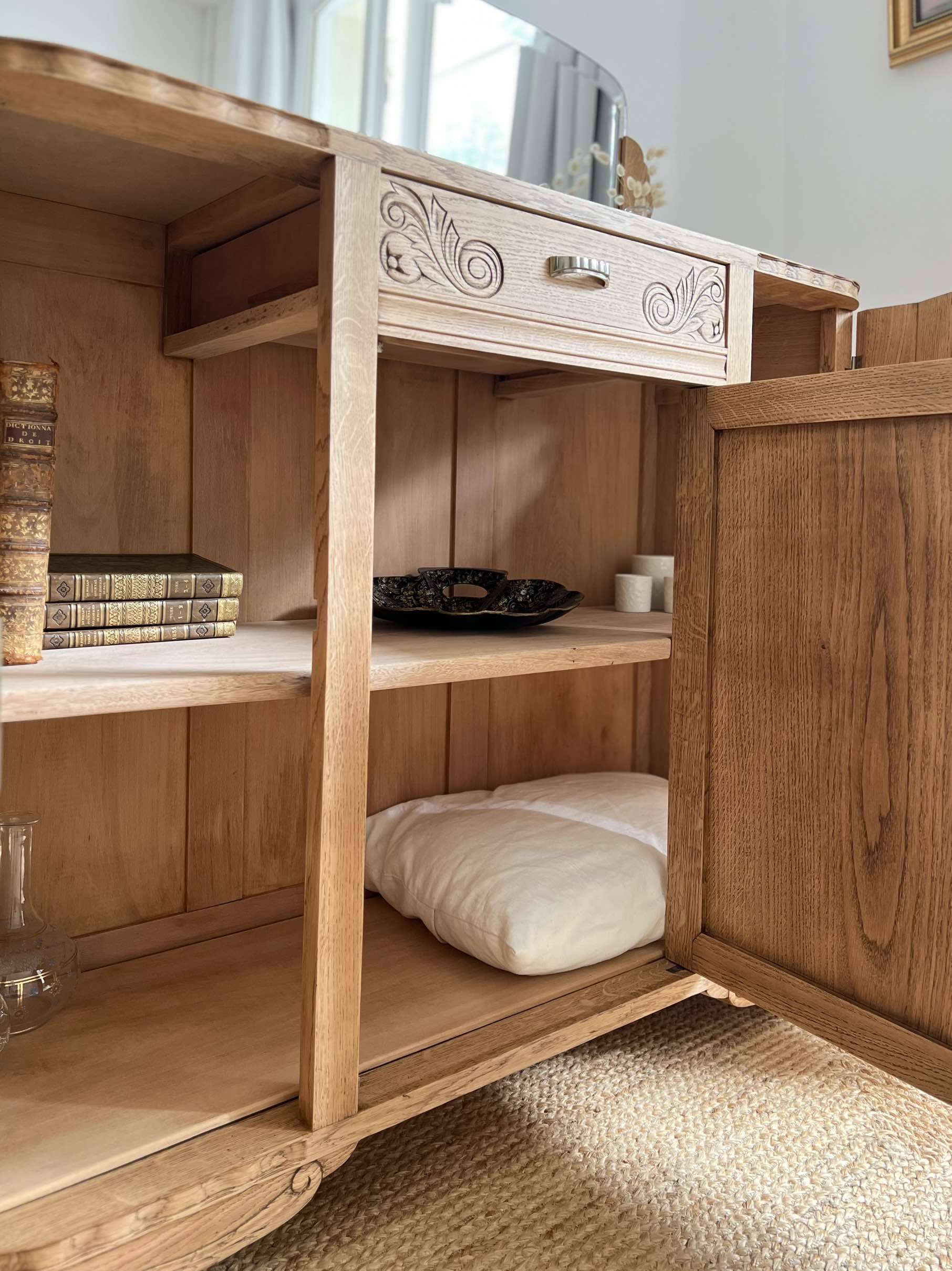 Art Deco oak sideboard with mirror (removable)