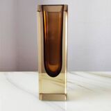 Amber Murano glass soliflore vase Sommerso 1970