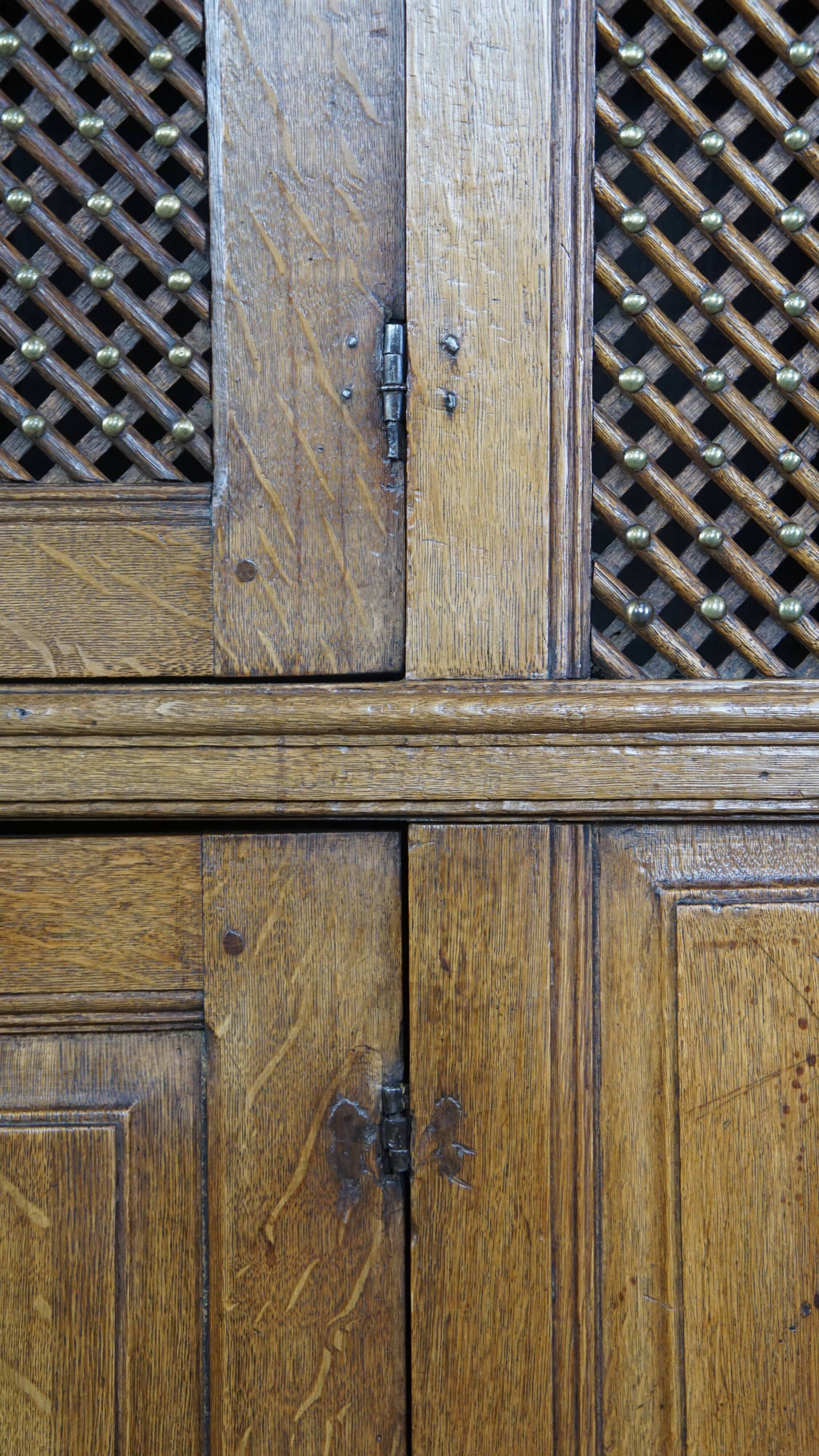 Antique oak bread cabinet from the late 17th century with working locks