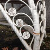 Emmanuelle-style white rattan peacock chair