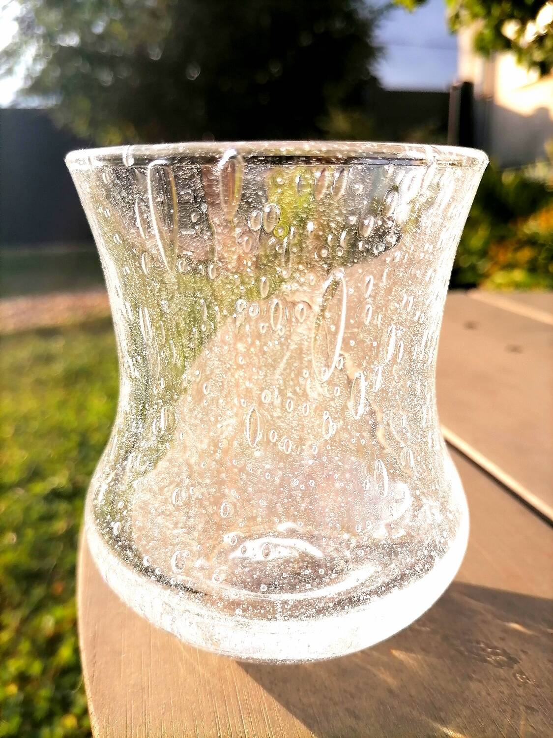 6 bubbled water glasses White Roman Goblet Biot Glassware