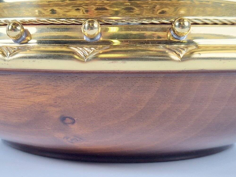 Vintage Valenti Gold Plated Centerpiece Bowl on Walnut Base, 1990s