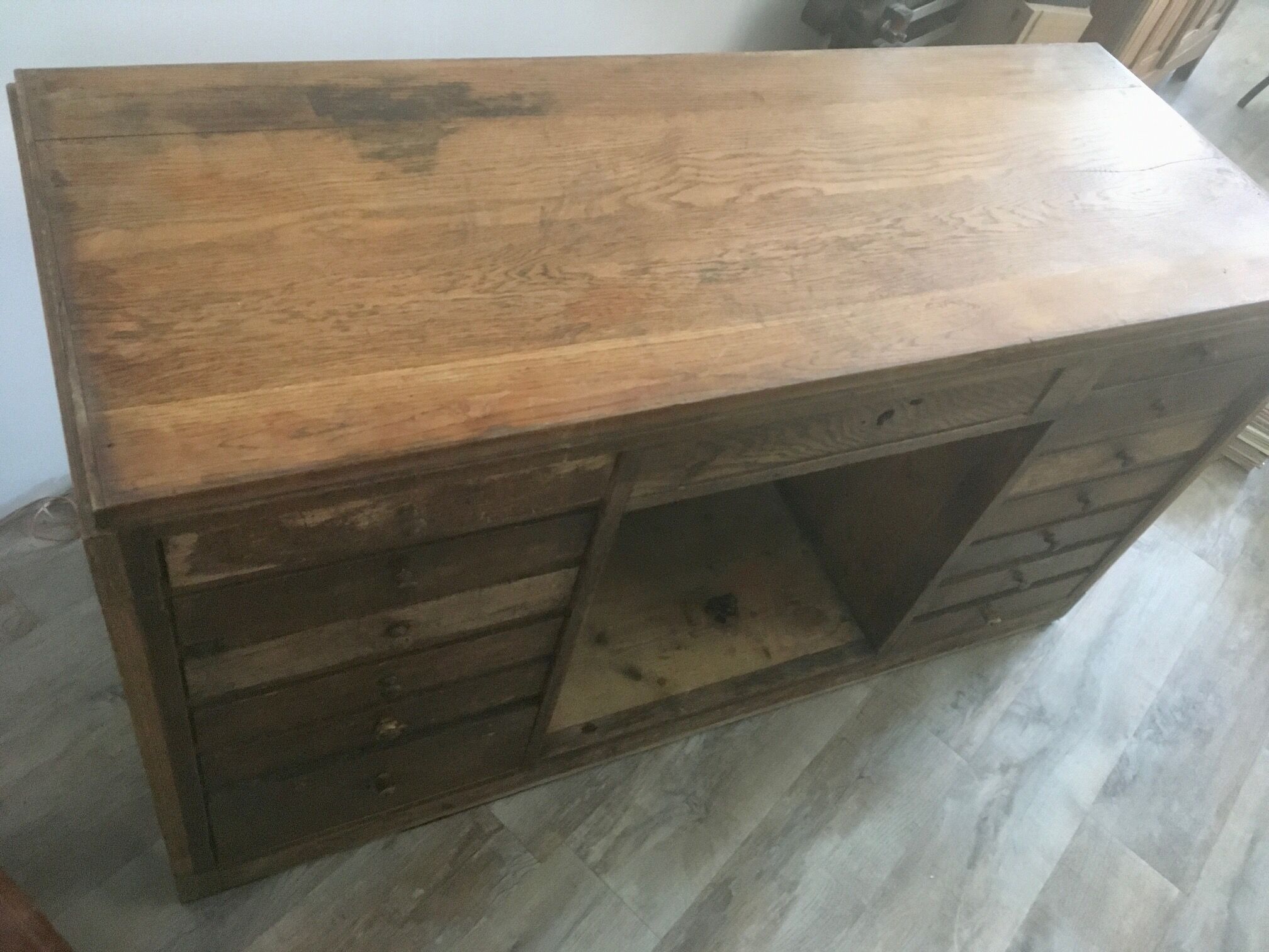 Wooden workshop counter