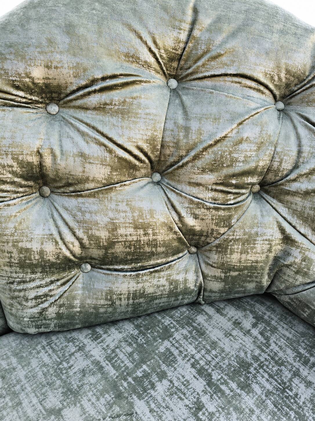 Carved velvet sofa