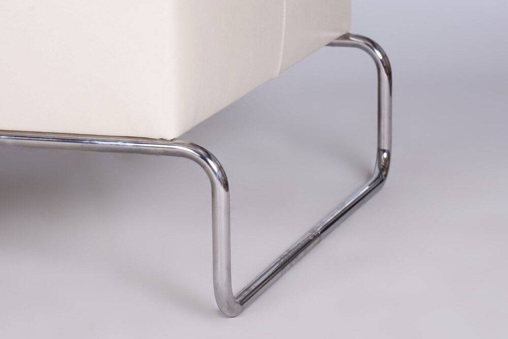 Bauhaus Stool or Coffee Table in Chromed Steel, Czechia, 1930s