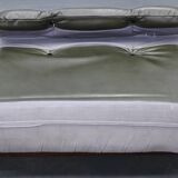 Mid-century Czechoslovak green leather sofa, 1970s