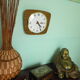 Formica wall clock with day and date - 1970s