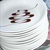 6 flat plates of the Slalom service in porcelain 70s