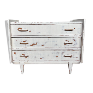 Commode blanche patinée