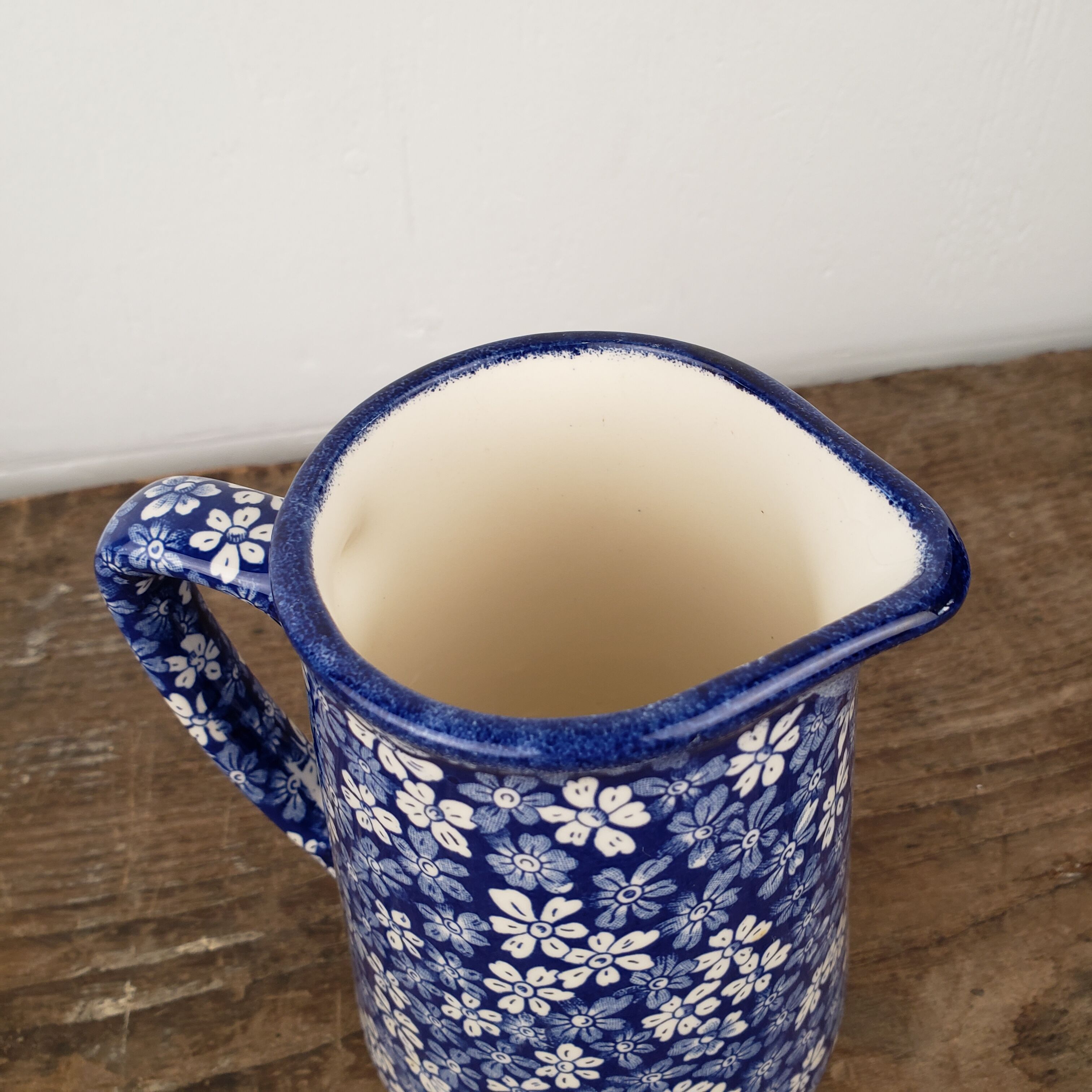 Blue pitcher - Hillchurch Pottery "Flora", England