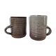 Deux mugs grès émaillé Roger Jacques signature manuscrite
