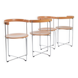 Set of 4 soley chairs in wood and chrome, valdimar hardarson for kusch+