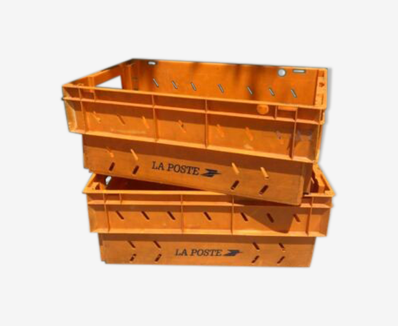 Lot de 2 bacs caisses de tri plastique La Poste 50x30cm - Déco industrielle