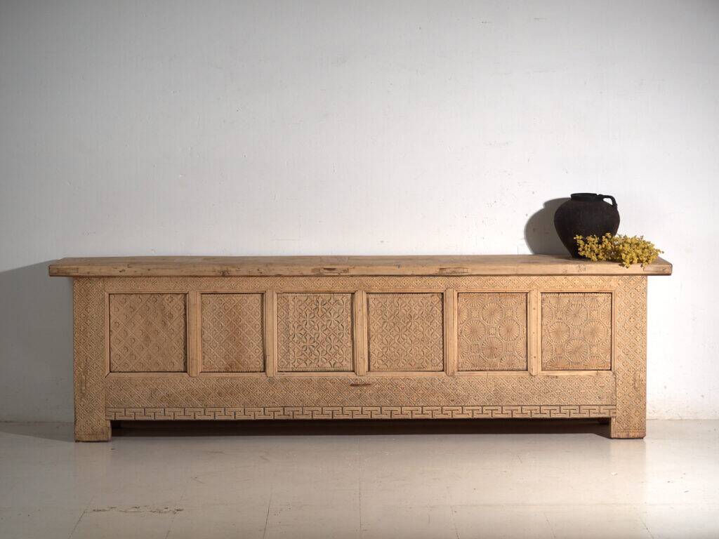 Old carved pine wood buffet – Gansu, around 1900