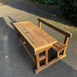 1950s double school desk in oak