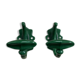 Pair of enamelled cast iron pads