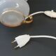 Vintage 1970 glass lamp with flower decor 70s 1970s