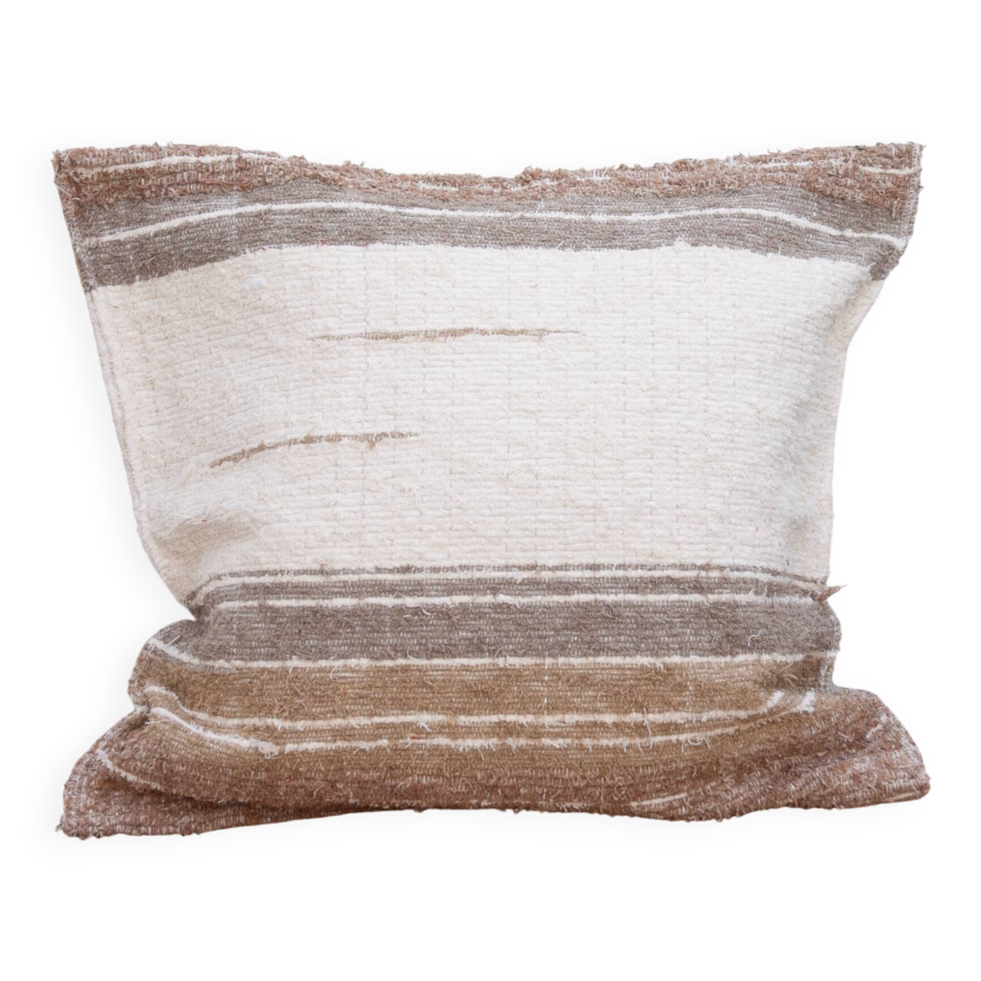 Housse de cousin beige - artisanale tissé main en coton recyclé