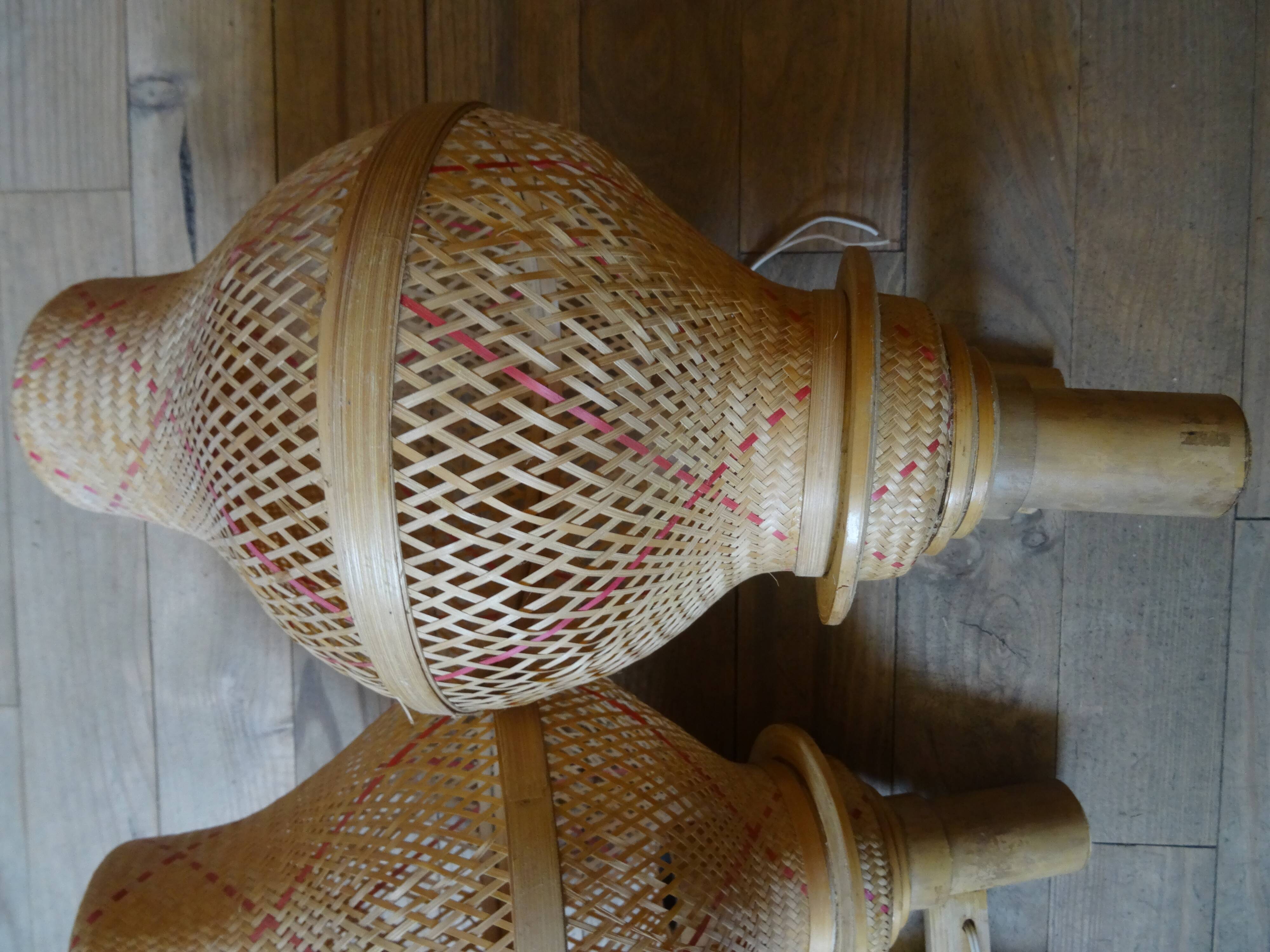 Pair of Balinese wicker sconces