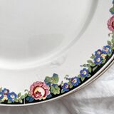 3 vintage black floral frieze dessert plates from Digoin and Sarreguemines