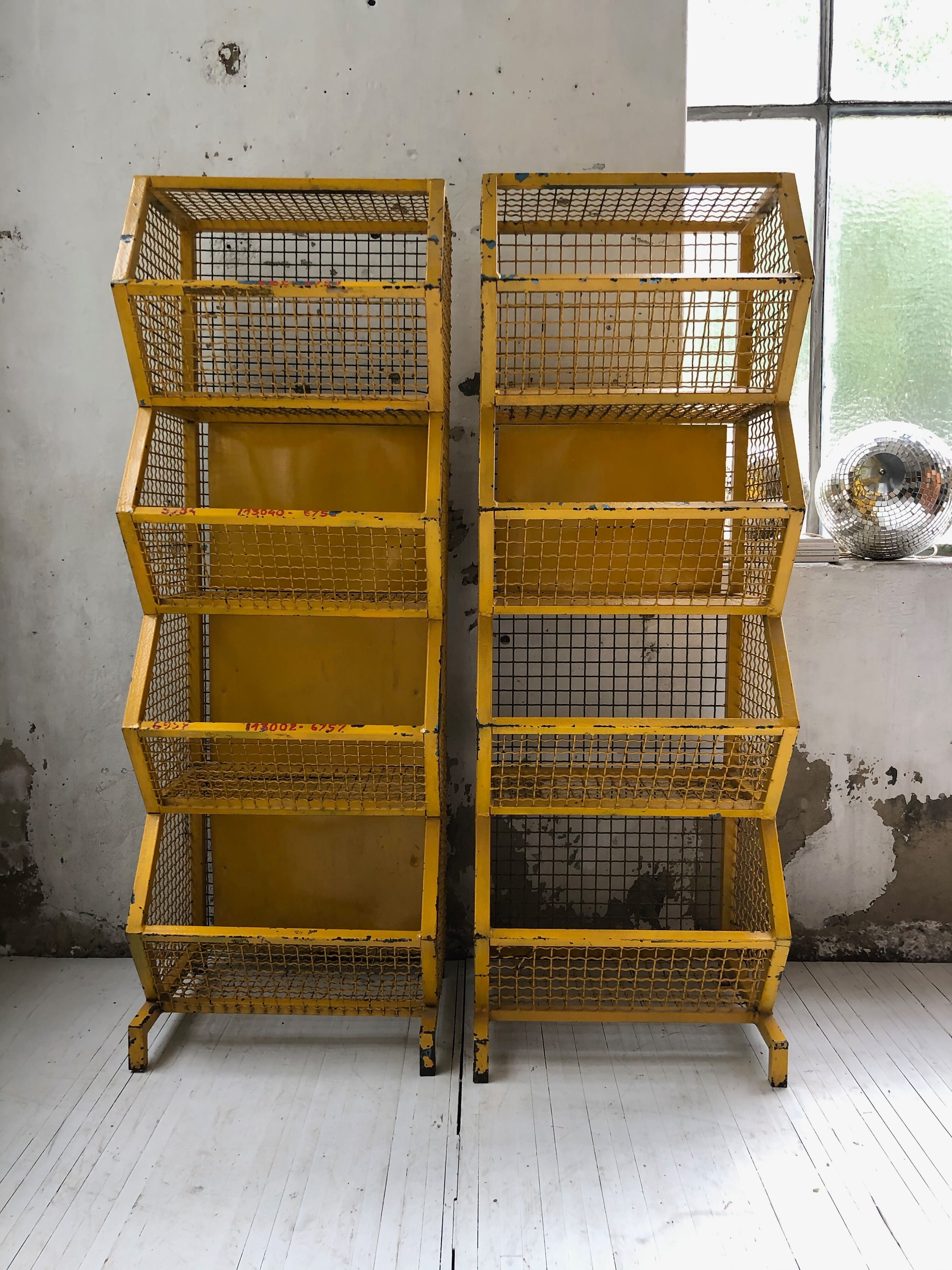 Industrial storage shelves yellow