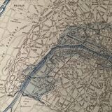 Lithograph map on Paris and the floods of 1910