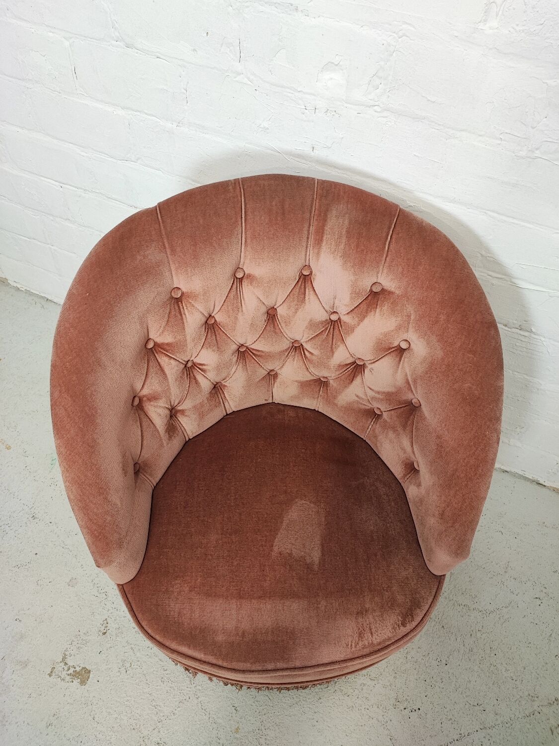 Fauteuil Crapaud rose poudré