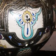 Vase potiche  en ceramique et argent orientaliste Maroc