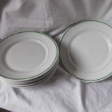Lot of 6 white and green plates