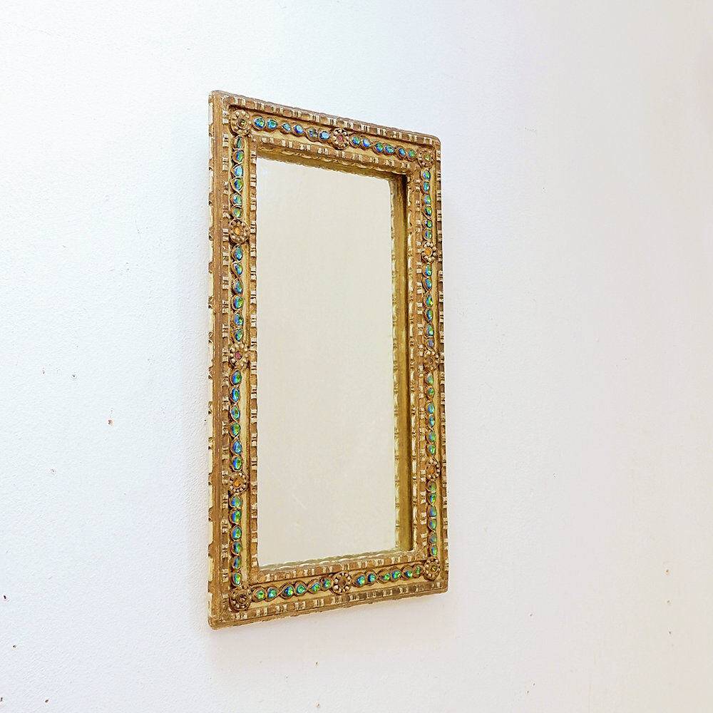 Mirror in stucco and coloured stones in the style of Creaciones Gobesso, Italy.