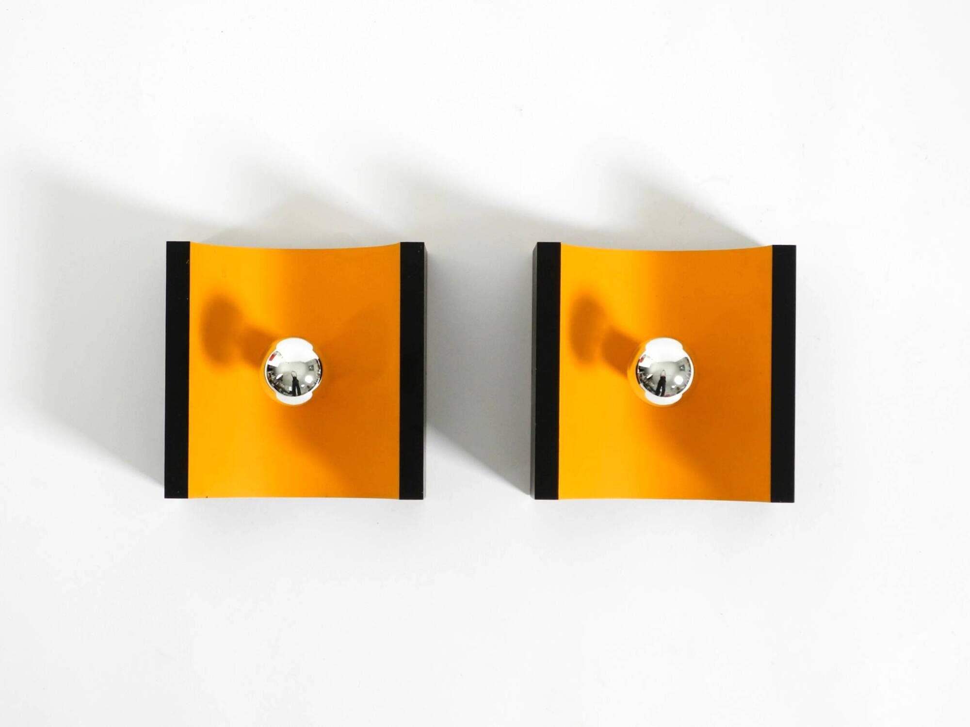 Pair of 60s Space Age metal wall lamps by Klaus Hempel for Kaiser Leuchten