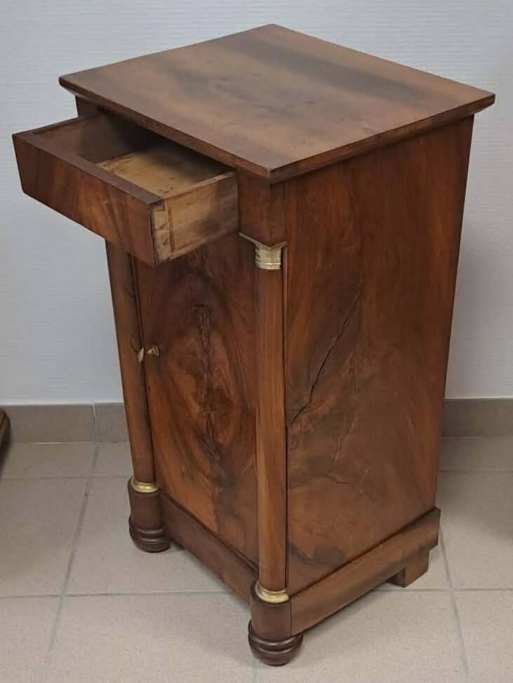 Empire-style bedside table in walnut