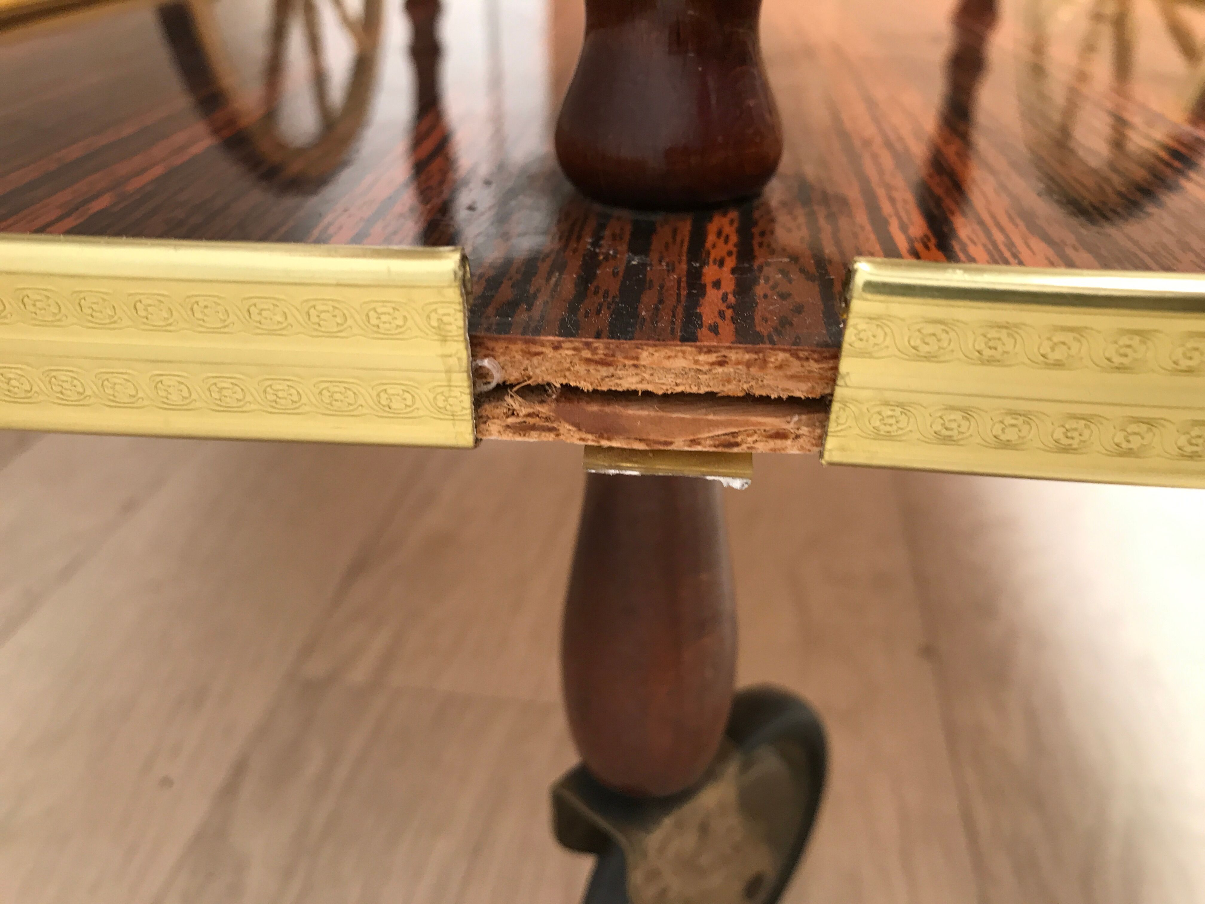 Bar trolley  in gold and formica 1960-1970