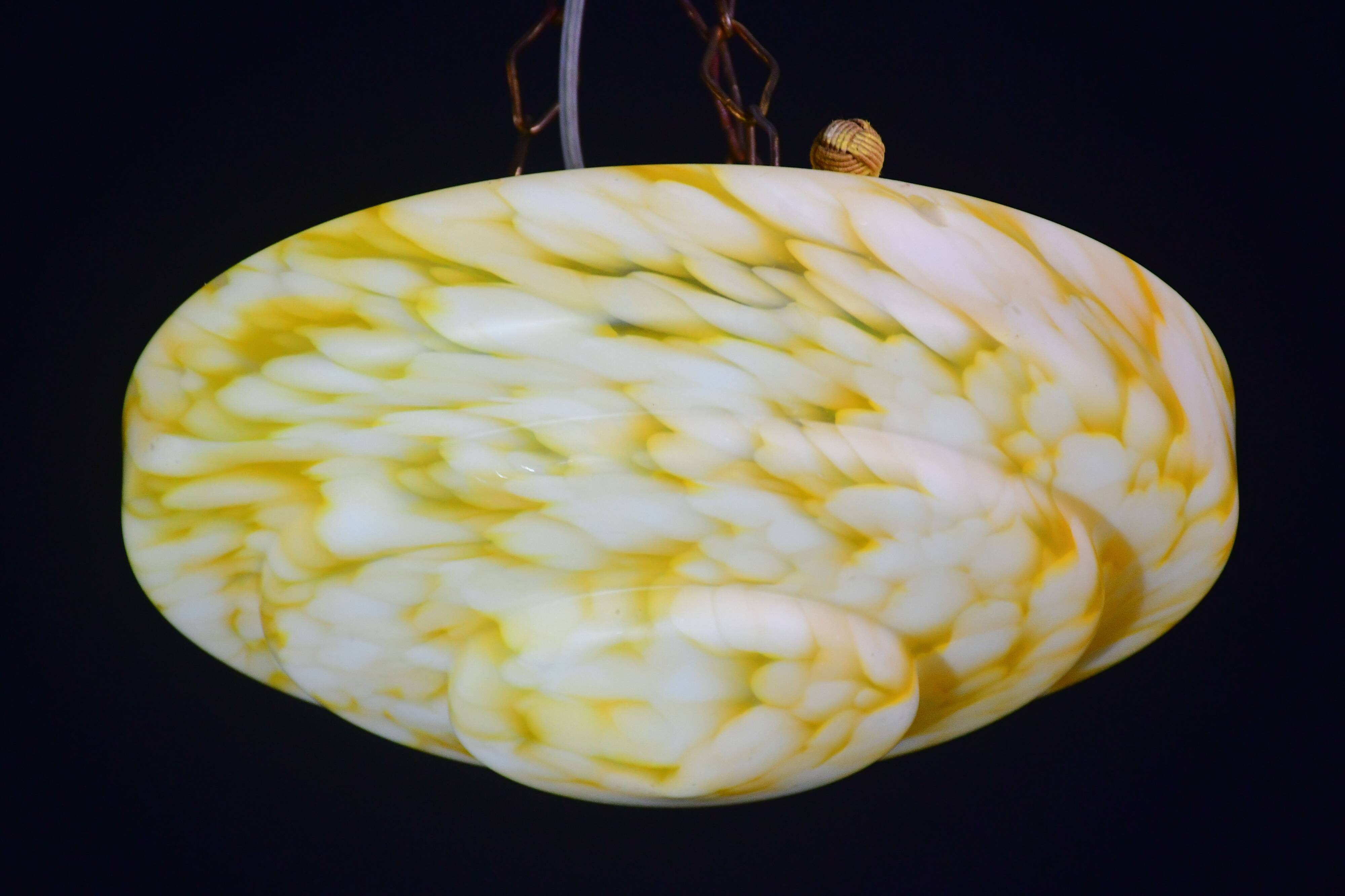 Art Deco yellow Murano glass pendant, 1950
